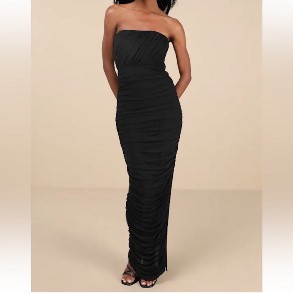 Lulus Illy Black Strapless Mesh Dress - Size Medium - NWT